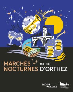 Marchés nocturnes d'Orthez les 4 juillet et 21 août 2026 avec Les Fées des Gemmes, bijoux en pierres naturelles et créations artisanales dans le Béarn.